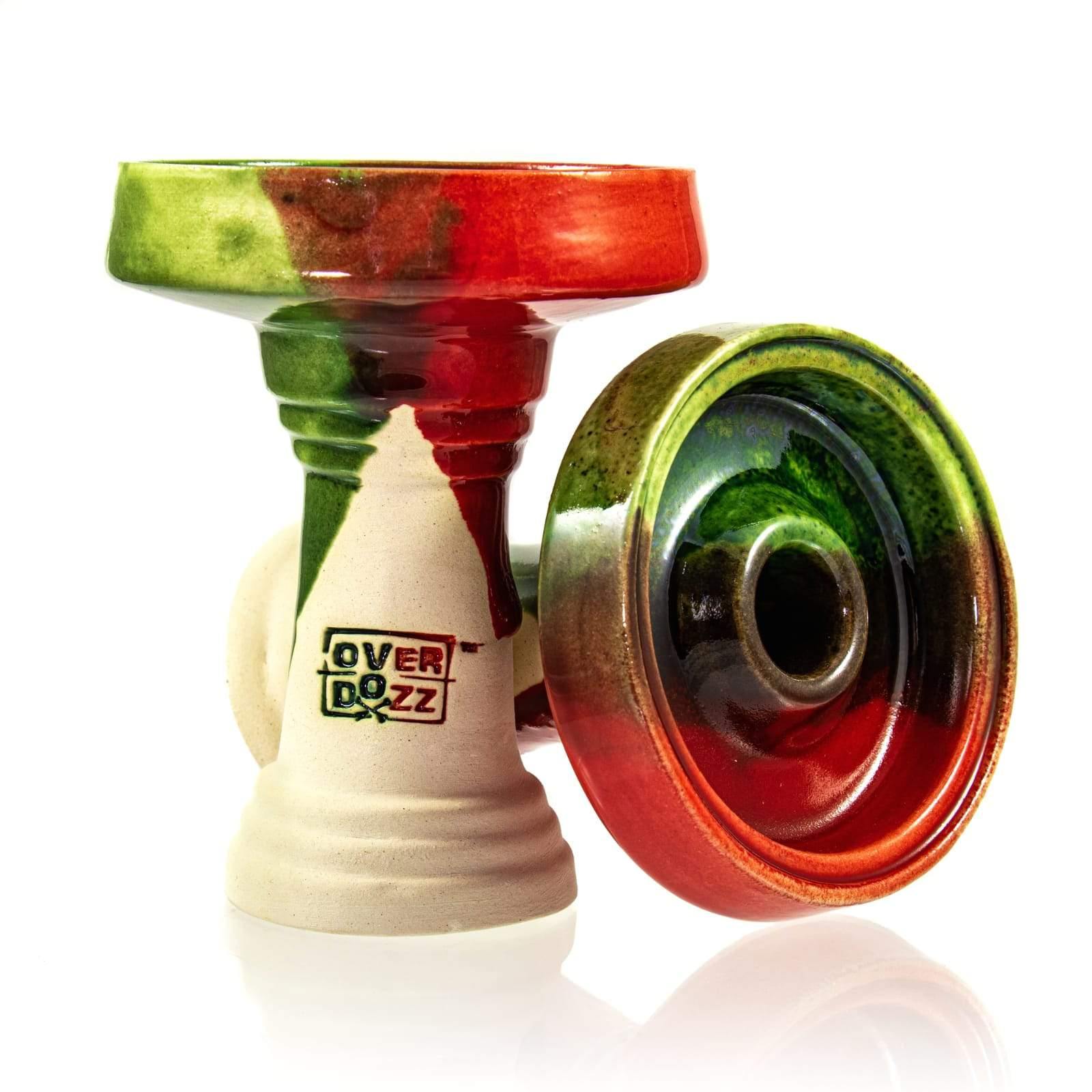 OverDozz Premium Phunnel Bowl G1 (Starbuzz Nar Compatible) - Green Red over White Clay - shishagear - UK
