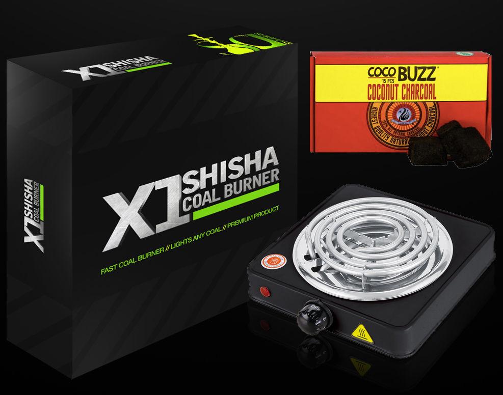 Shishagear X1 Coal Burner with Starbuzz 15pc Cocobuzz Charcoal